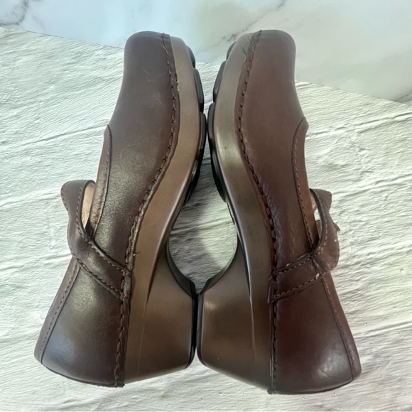 Dansko Savanna Flower Embossed Brown Leather Mary Jane Clog Shoe - Picture 5 of 16